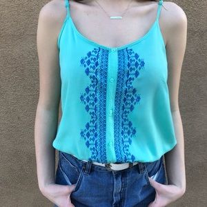 Pacsun Flowy green tank